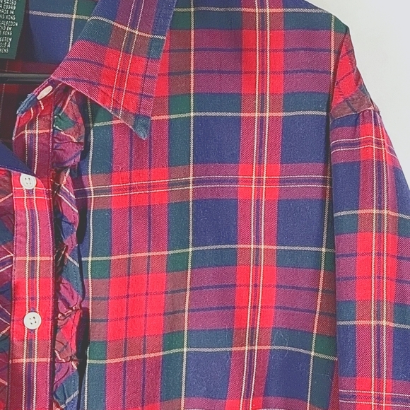 Lauren Ralf Lauren Ruffle Front Plaid Shirt Size 3X - Picture 7 of 8